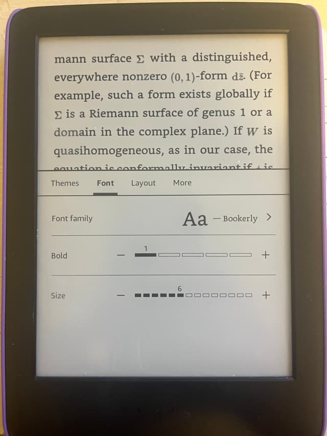 Adjustable font size